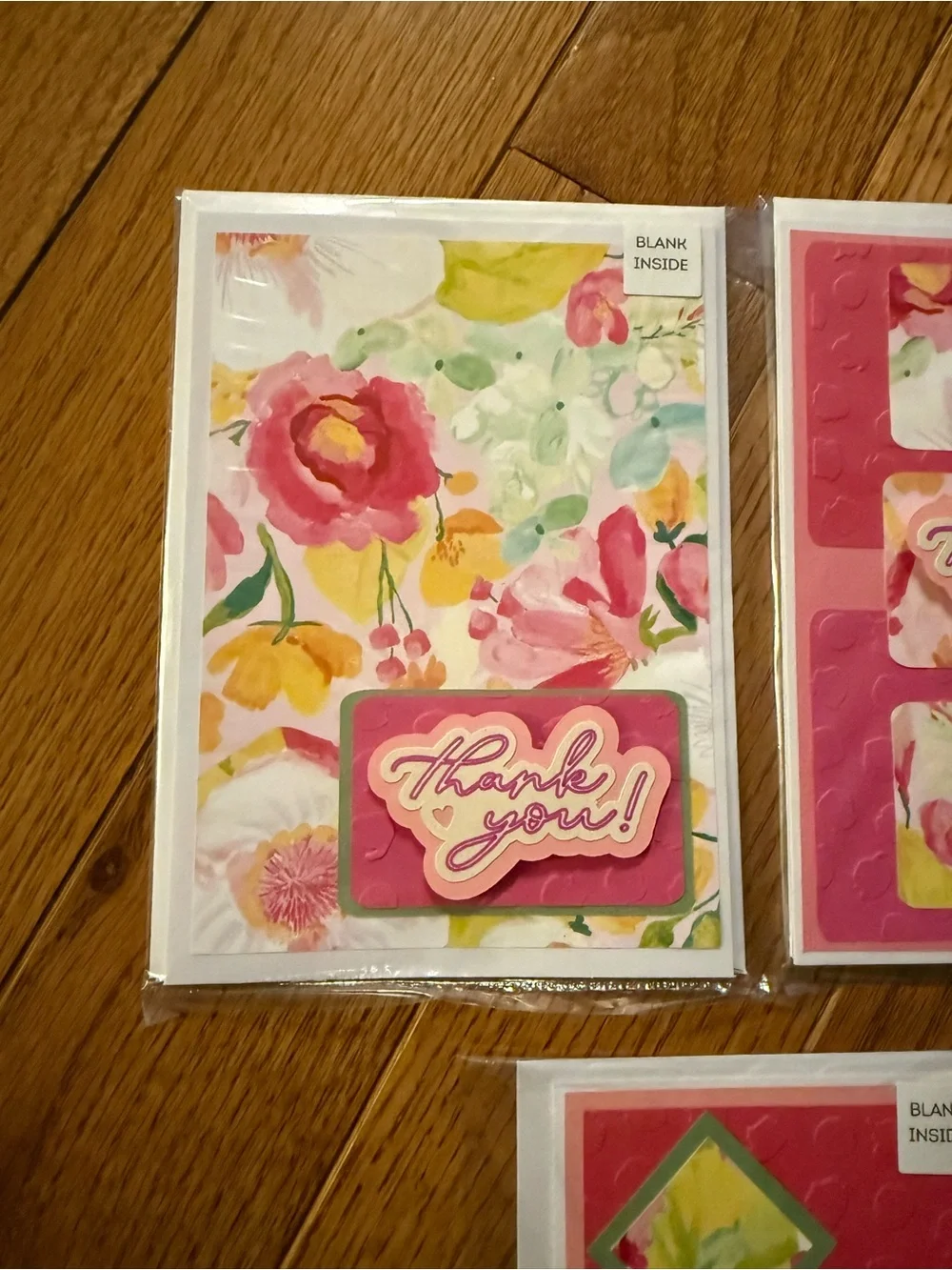 🌸 Handmade Floral Thank You Cards – Blank Inside – One-of-a-Kind Greeting Card